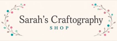 Sarah’s Craftography Shop banner with charcoal lettering framed by colorful botanical branches.