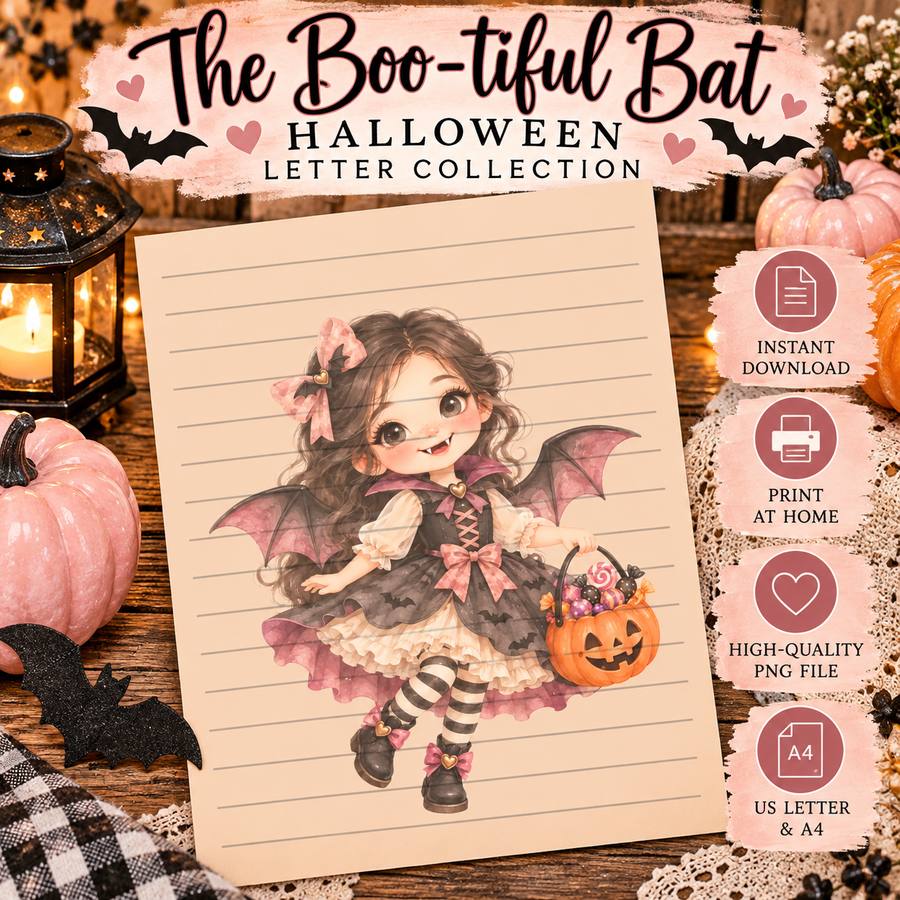 The Boo-tiful Bat Halloween Letter Collection printable letter paper