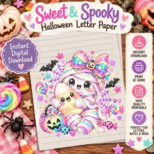 Sweet and Spooky Halloween Letter Paper instant digital download product display